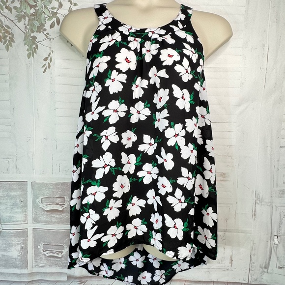 Torrid Womens Black White Floral Halter Racerback Chiffon Tank Top Sz 0 Large 12 - Picture 1 of 10